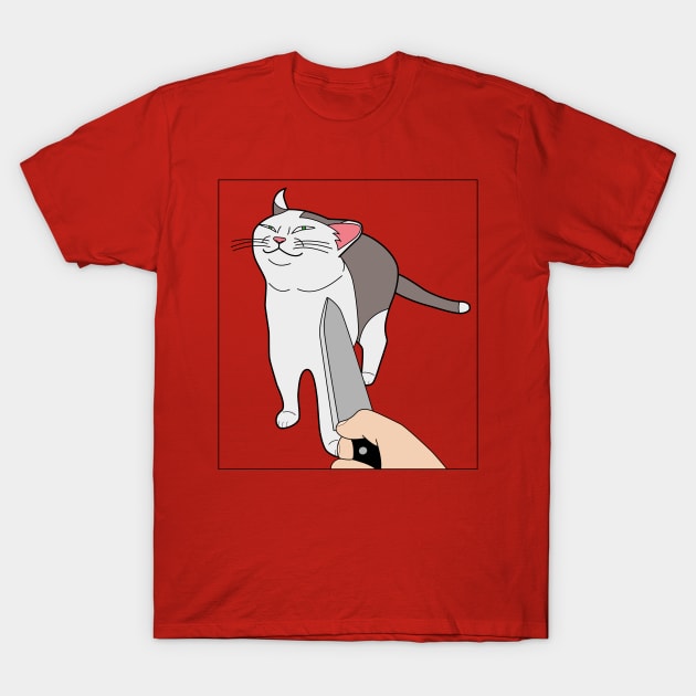Smug Knife Cat Meme Cat TShirt TeePublic